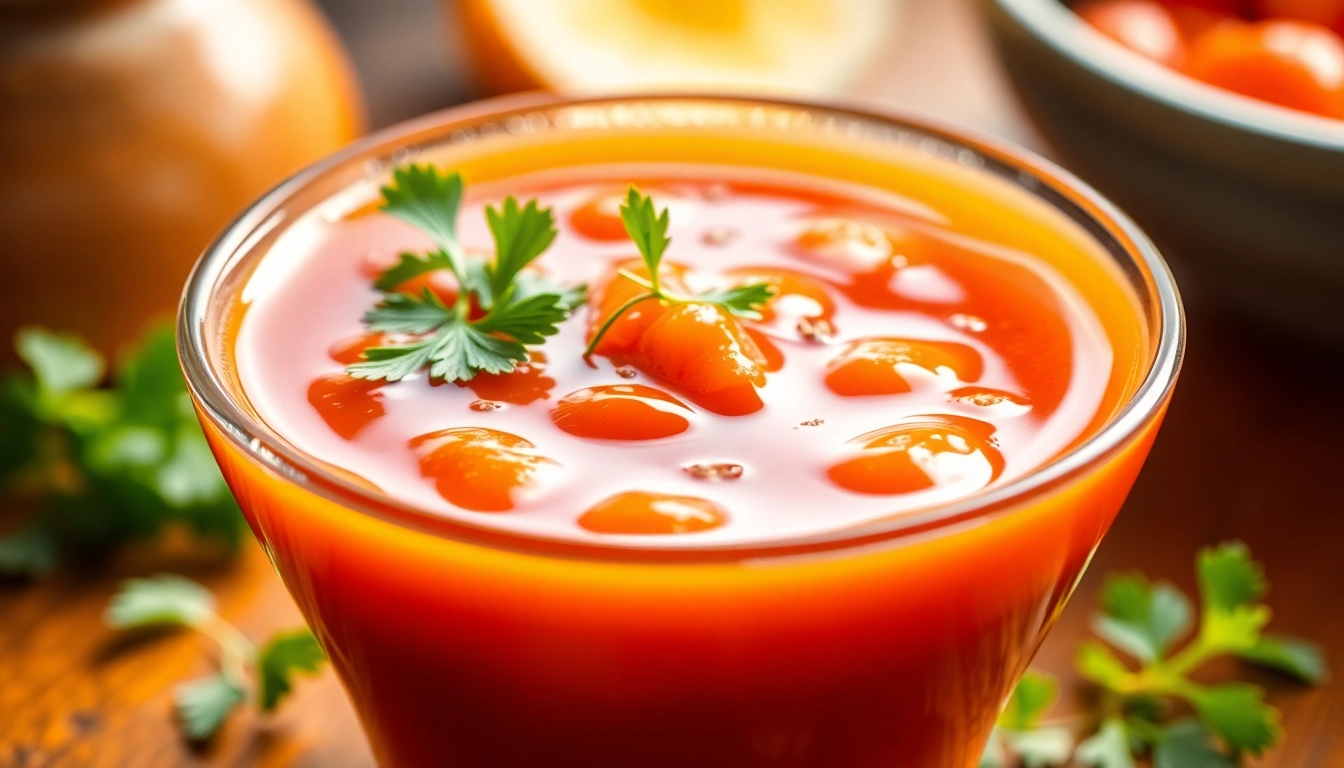 Vivid image of a bowl of sweet and sour sauce with fresh herbs, highlighting its glossy texture